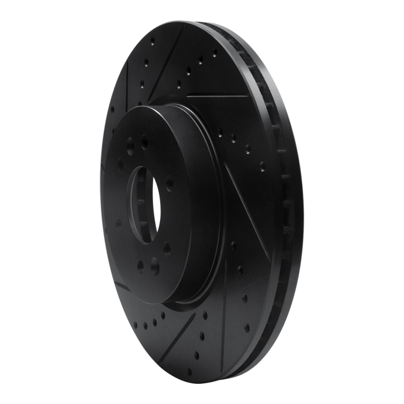 Kia Borrego Brake Rotor (1) - Front Left - R1 Concepts - Drilled & Slotted - Black - `09-`10